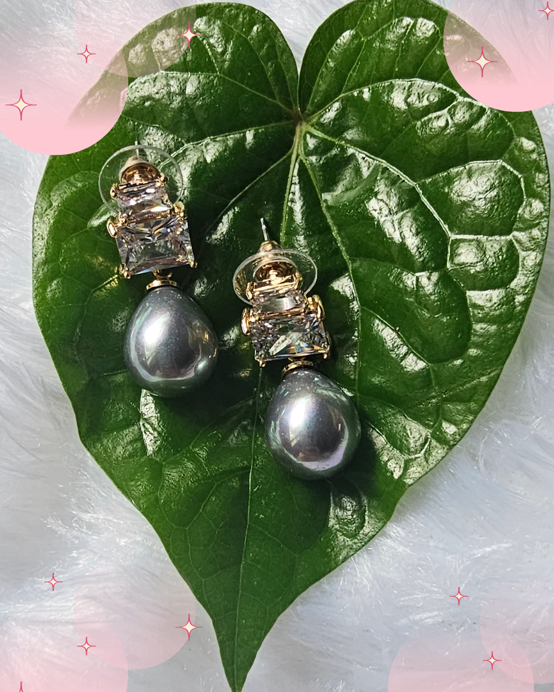 Elegant Silver Grey Pearl and Crystal Drop Earrings