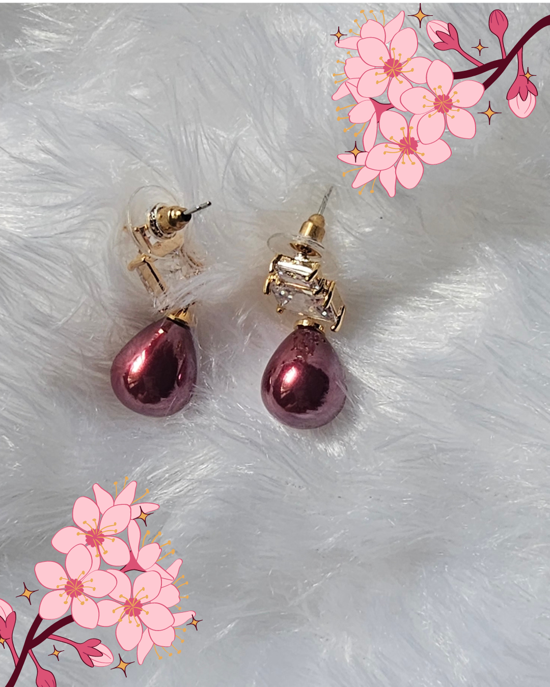 Blush Pink Teardrop Crystal Stud Earrings