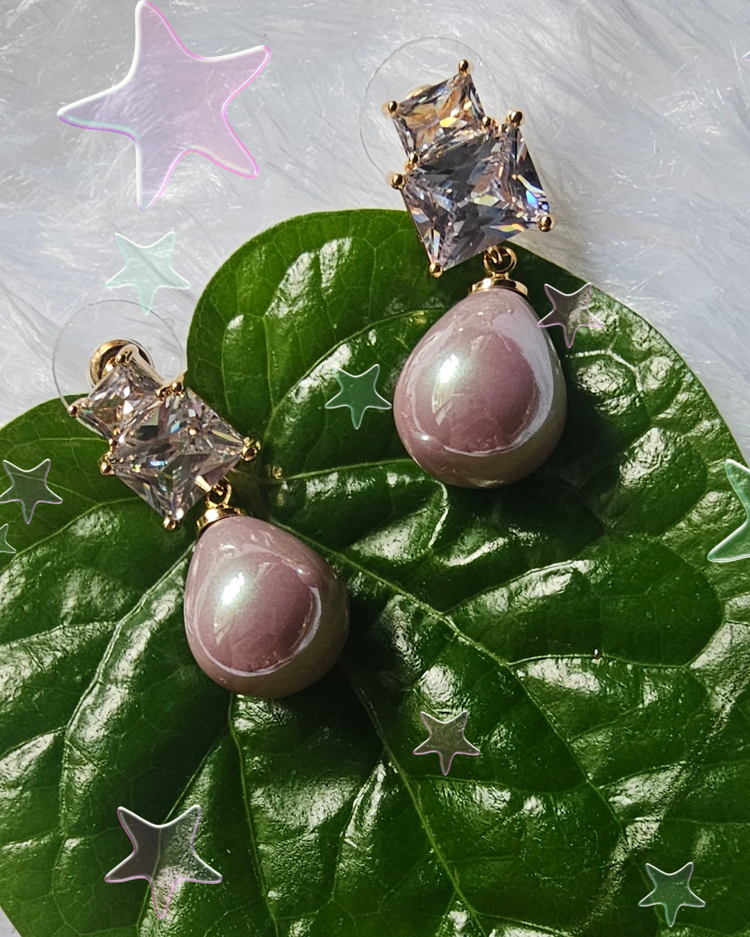 Lavender Teardrop Crystal Stud Earrings