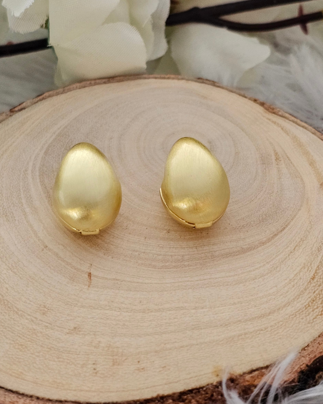 Matte Gold Oval Stud Earrings