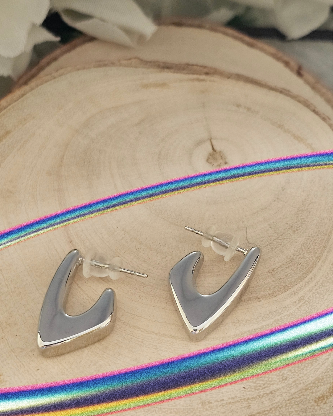 Modern Geometric Silver Stud Earrings