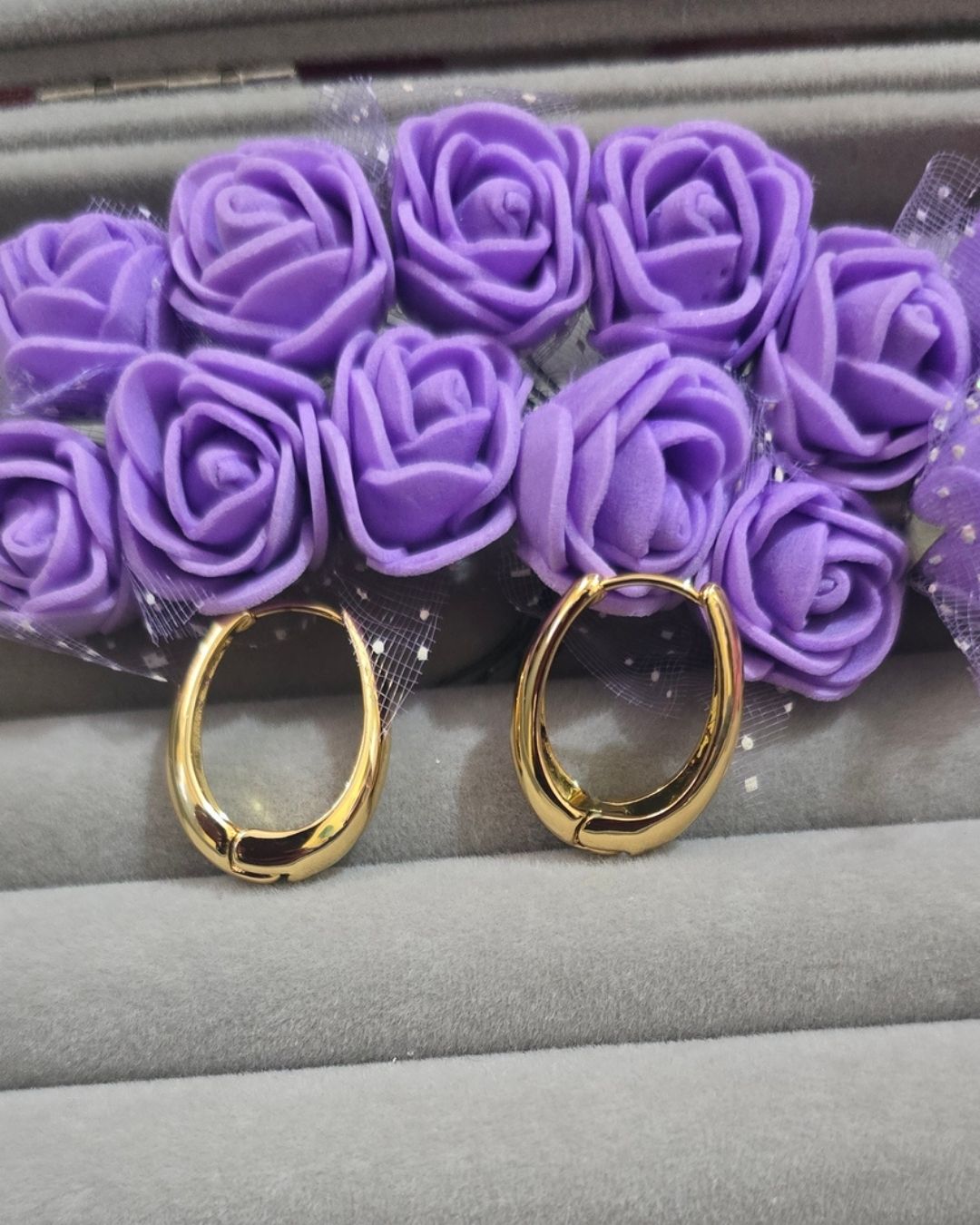 Anti-Tarnish Gold-Tone Oval Sculpted Hoop Earrings