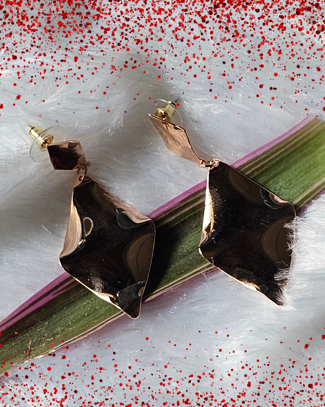 Geometric Rose Gold Drop Earrings