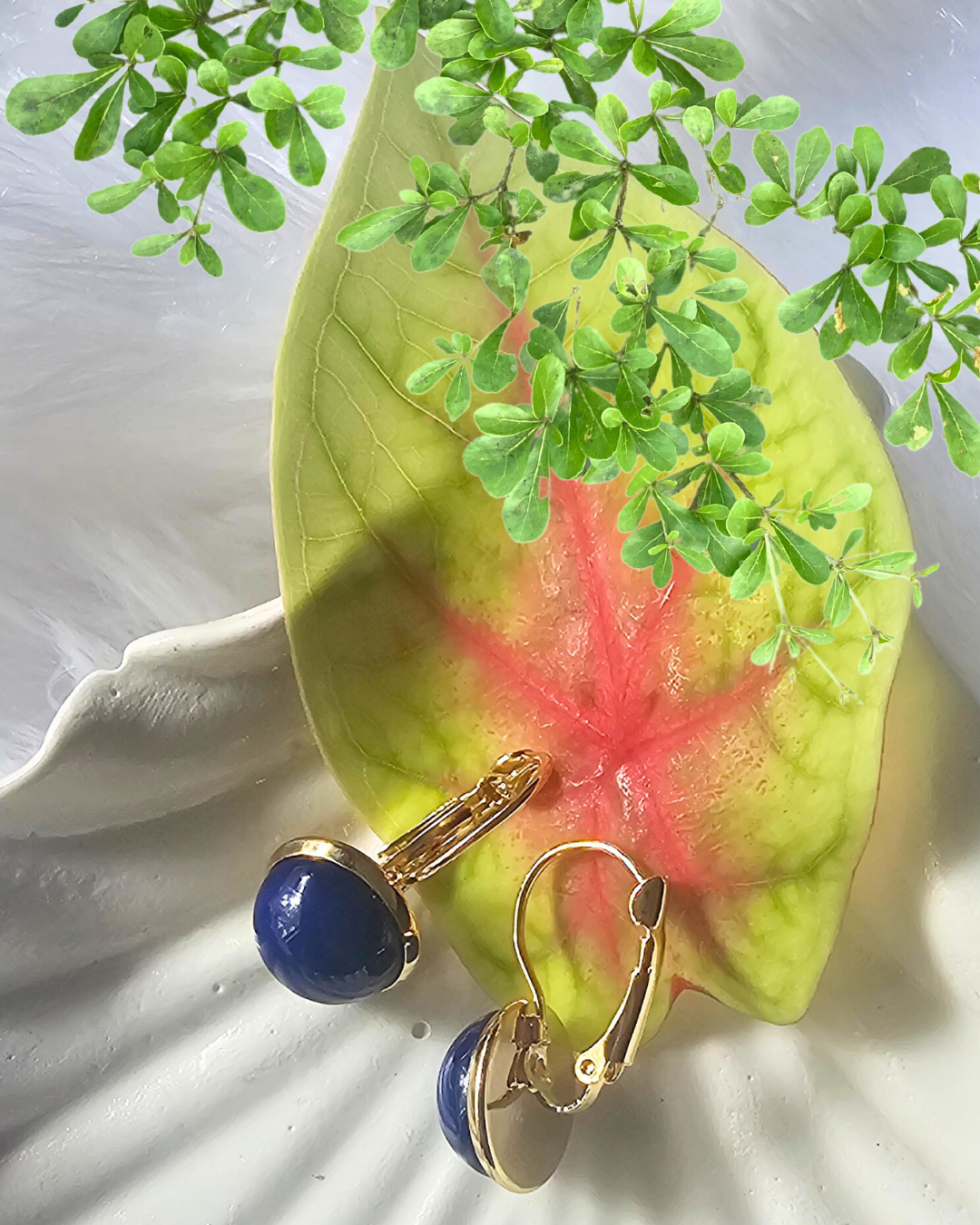 Elegant Blue and Gold Earrings