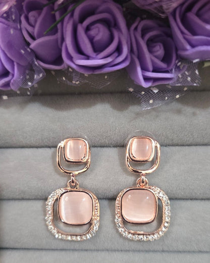Rose Gold Cat Eye Zirconia Drop Earring