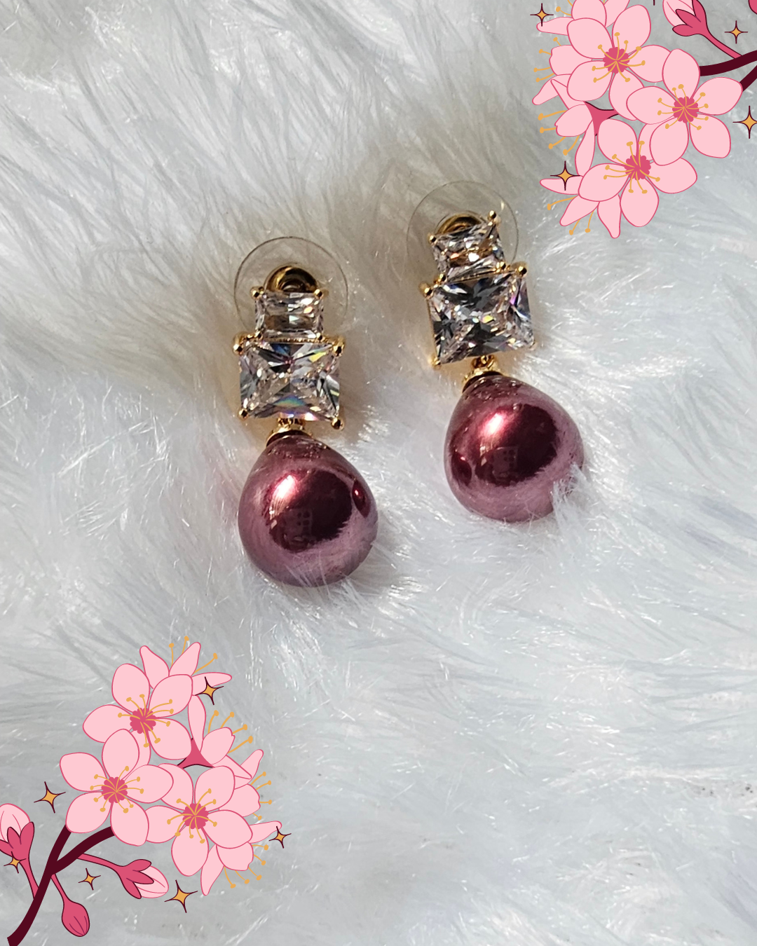 Blush Pink Teardrop Crystal Stud Earrings