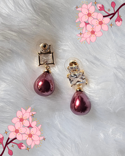 Blush Pink Teardrop Crystal Stud Earrings