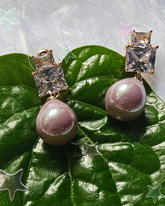 Lavender Teardrop Crystal Stud Earrings
