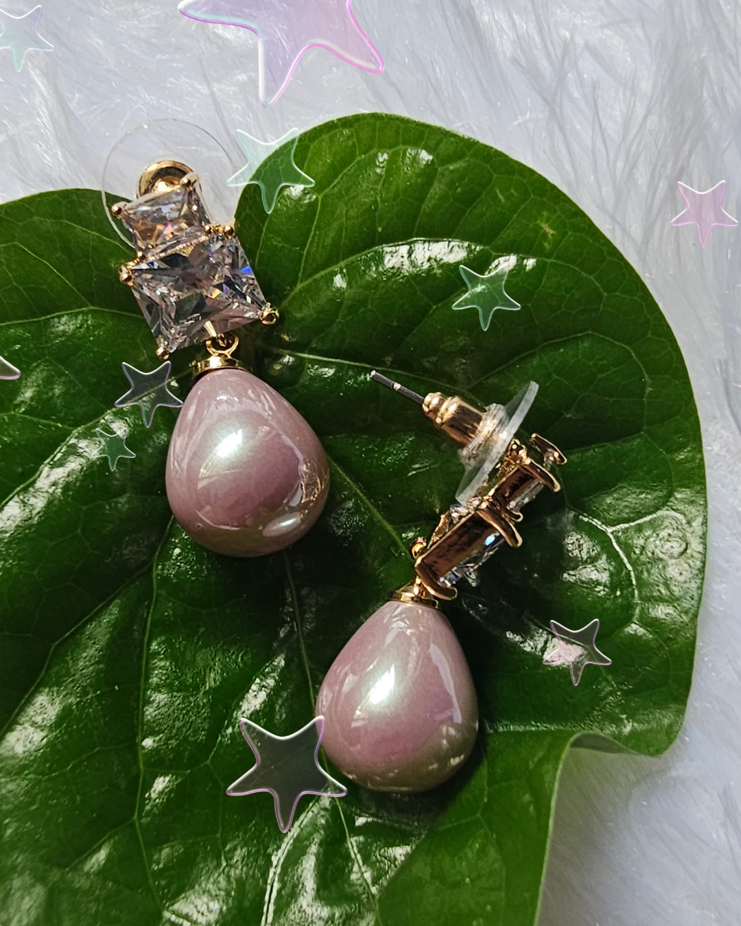 Lavender Teardrop Crystal Stud Earrings