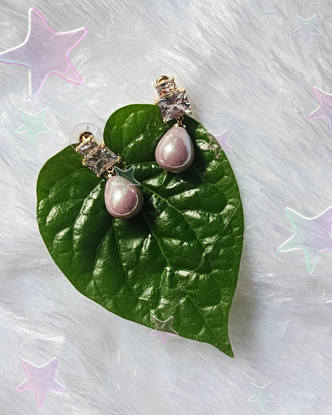 Lavender Teardrop Crystal Stud Earrings