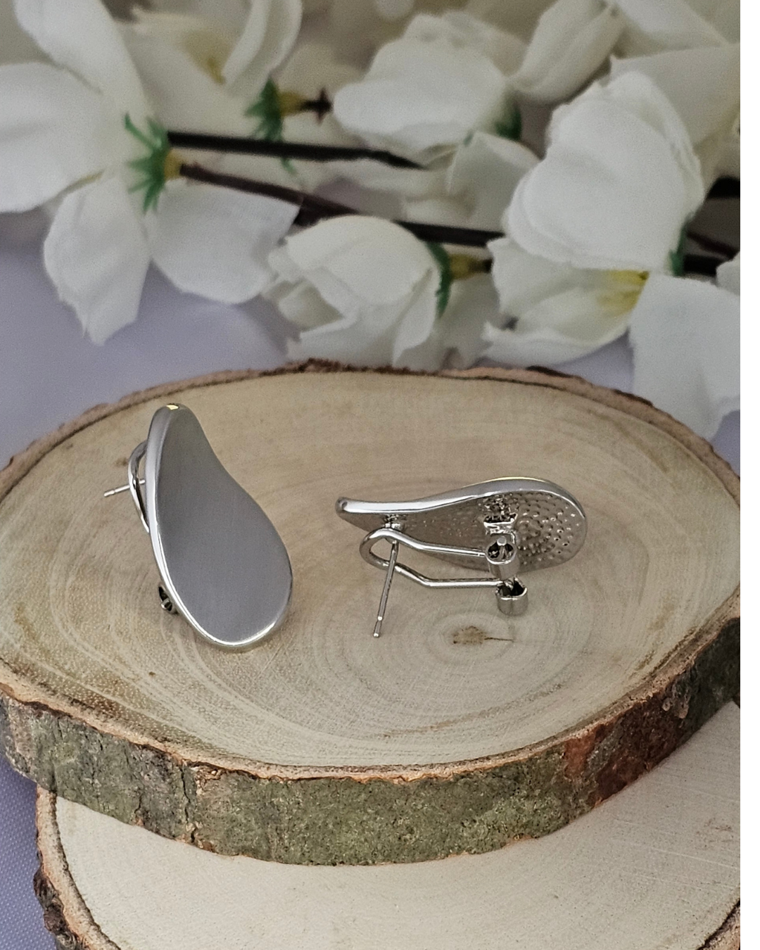Modern Minimalist Brushed Silver Earrings