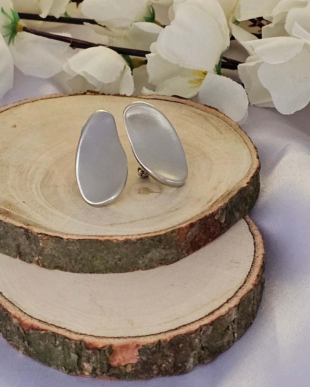 Modern Minimalist Brushed Silver Earrings