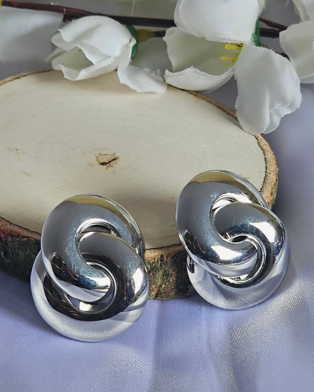 Polished Silver Knot Earrings