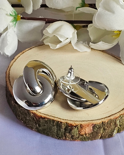 Polished Silver Knot Earrings