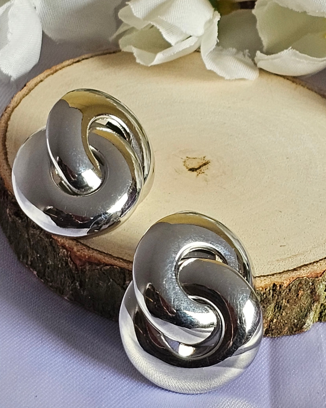 Polished Silver Knot Earrings