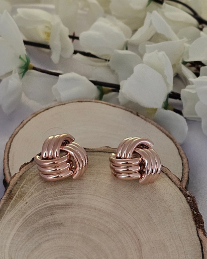Elegant Rose Gold Knot Stud Earrings