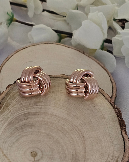 Elegant Rose Gold Knot Stud Earrings