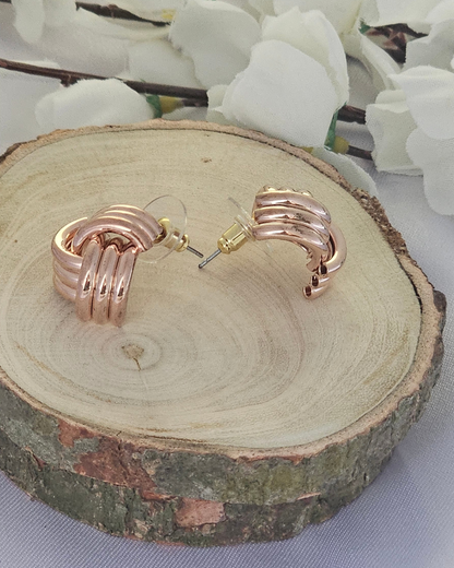 Elegant Rose Gold Knot Stud Earrings