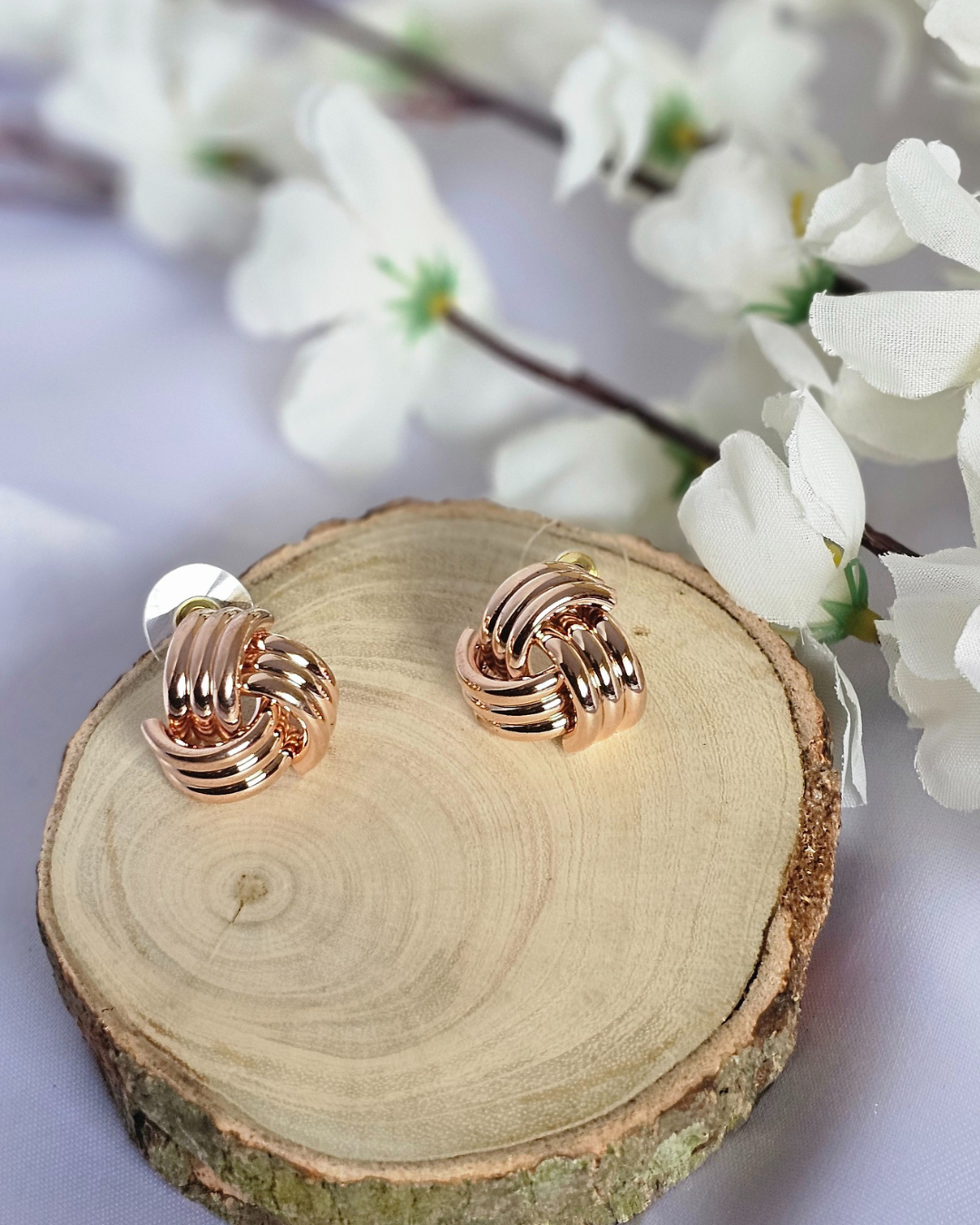 Elegant Rose Gold Knot Stud Earrings