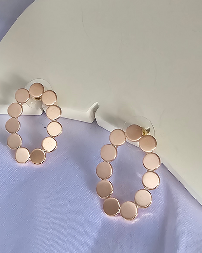 Modern Geometric Circle Earrings – Rose Gold