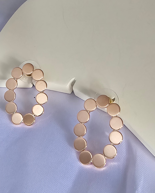 Modern Geometric Circle Earrings – Rose Gold