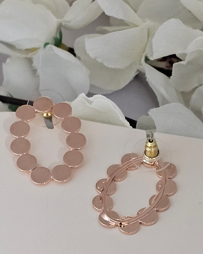 Modern Geometric Circle Earrings – Rose Gold