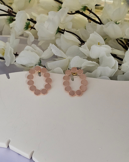 Modern Geometric Circle Earrings – Rose Gold