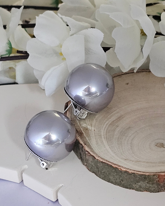 Sleek Silver Dome Stud Earrings