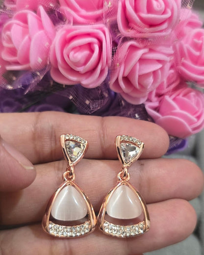 Rose Gold Cat Eye Zirconia Drop Earrings