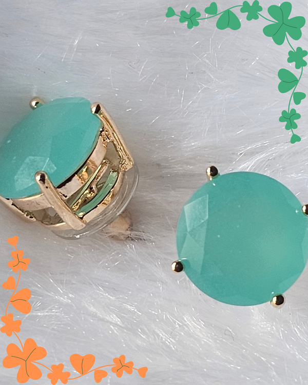 Mint Green Faceted Stud Earrings