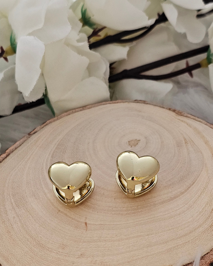 Gold Heart Stud Earrings