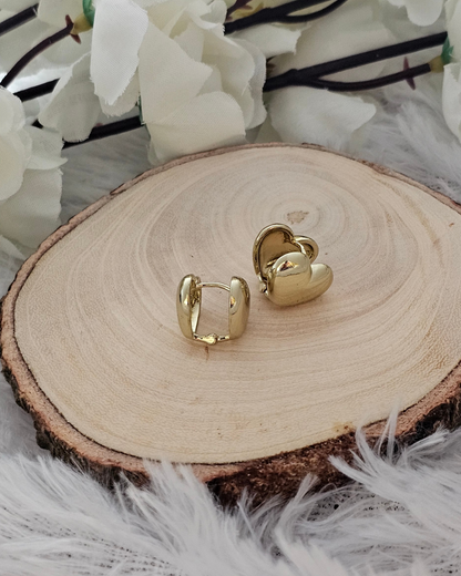 Gold Heart Stud Earrings