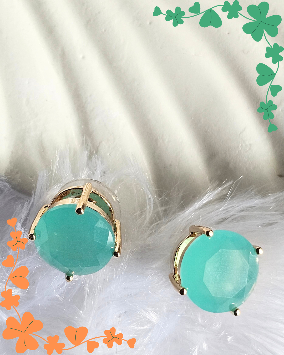 Mint Green Faceted Stud Earrings