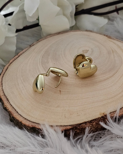 Gold Heart Stud Earrings