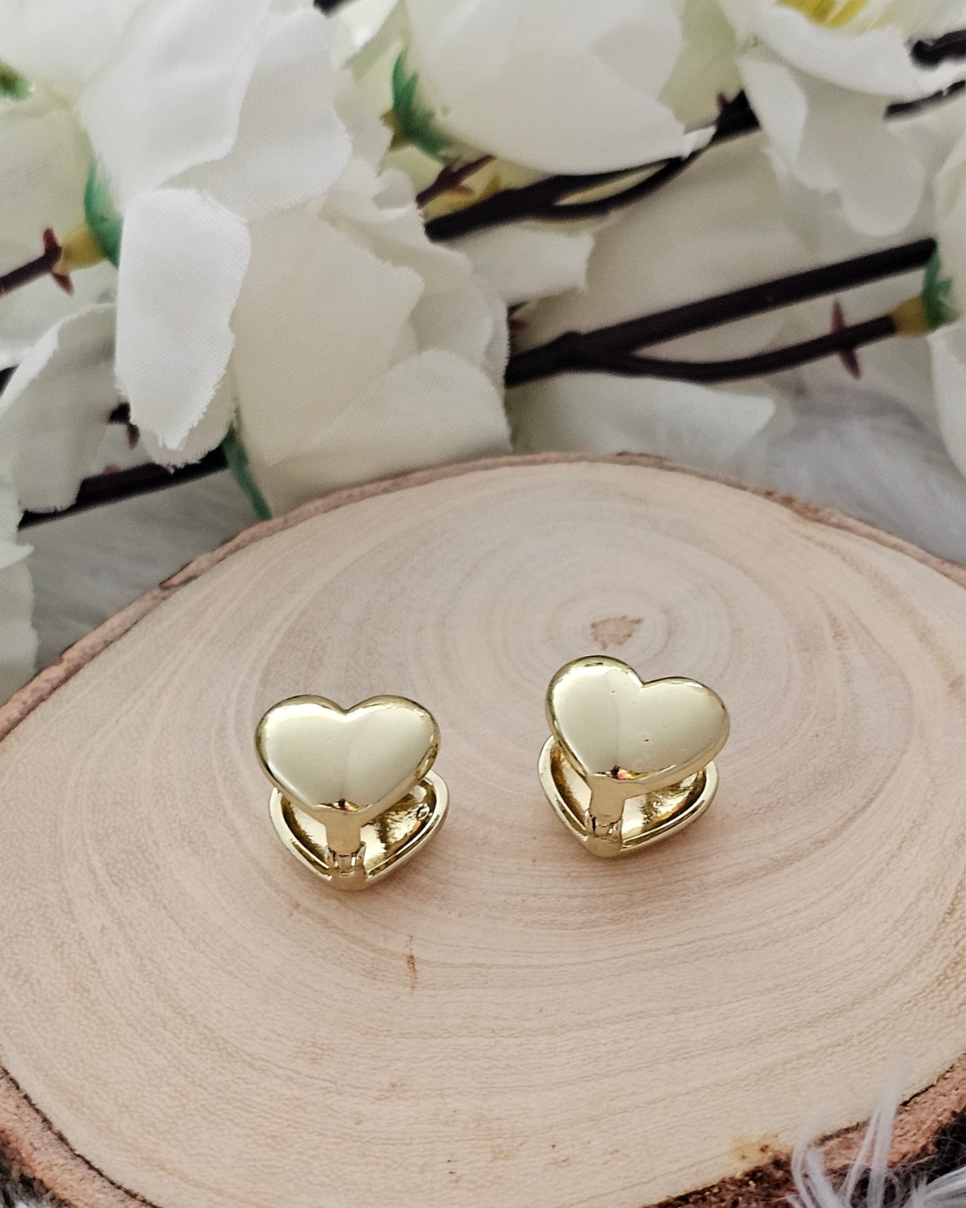 Gold Heart Stud Earrings