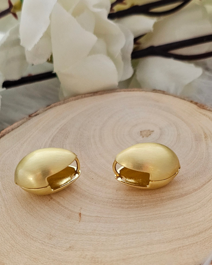 Matte Gold Oval Stud Earrings