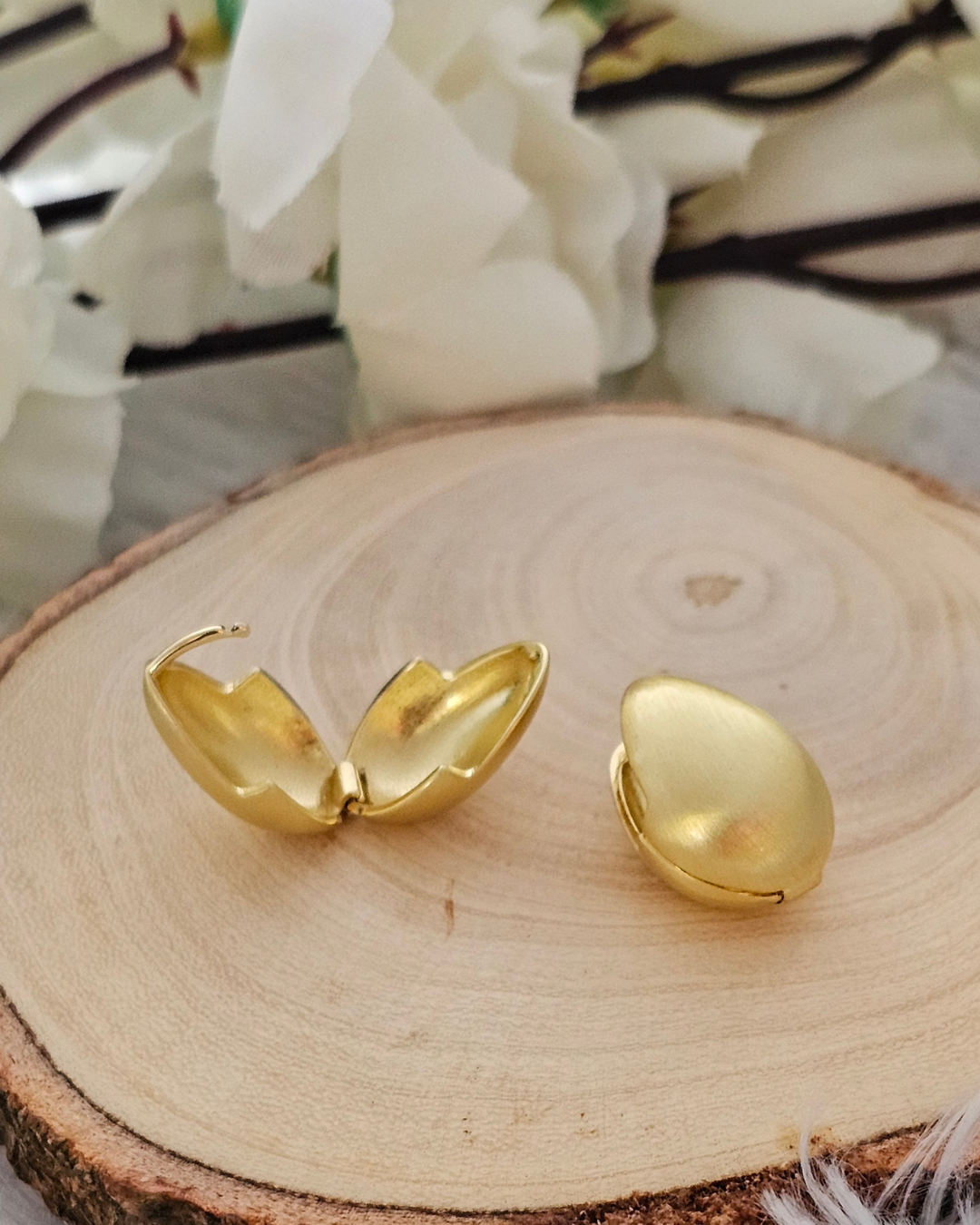 Matte Gold Oval Stud Earrings