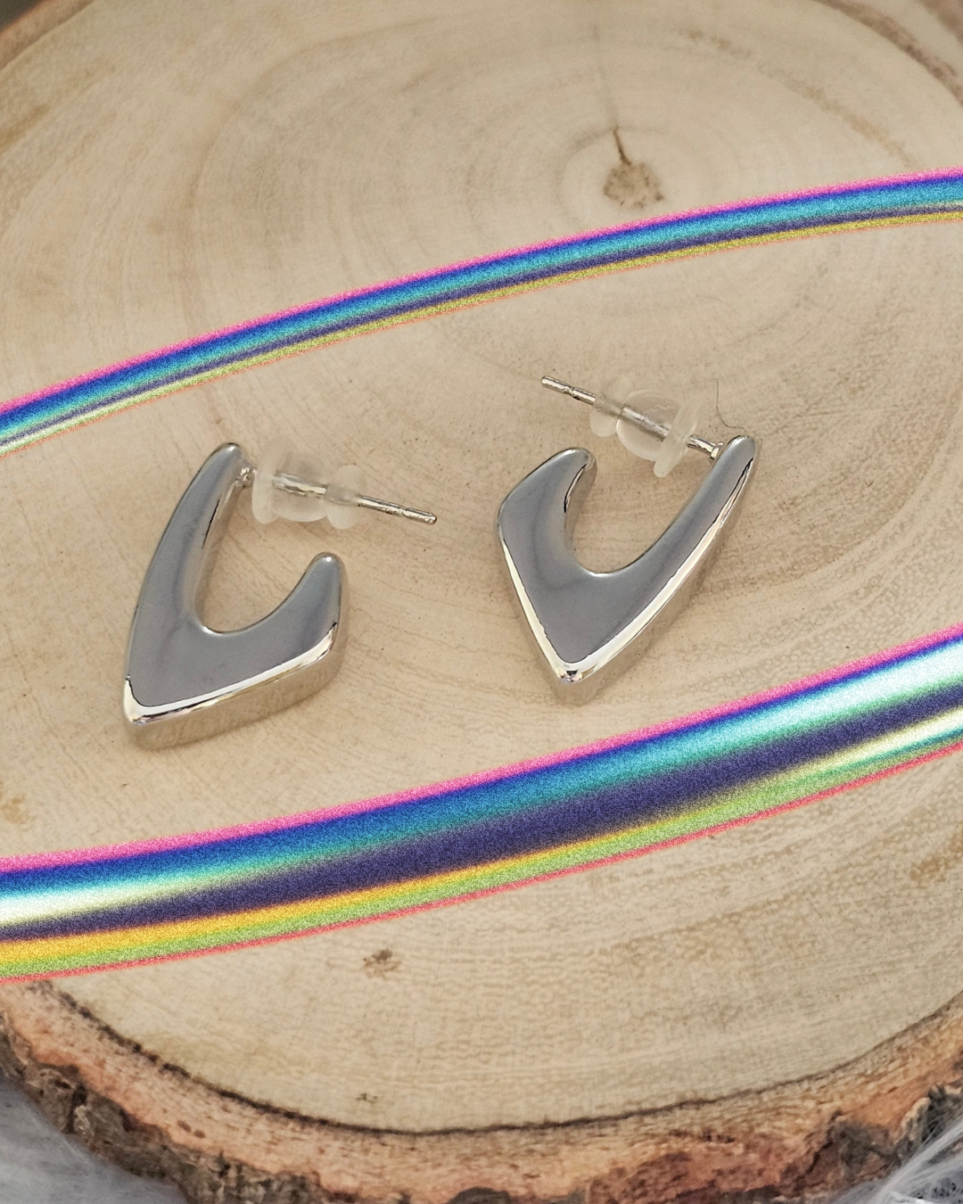 Modern Geometric Silver Stud Earrings