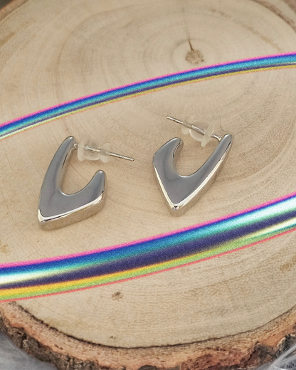 Modern Geometric Silver Stud Earrings