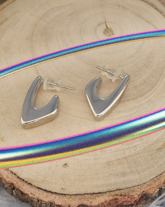 Modern Geometric Silver Stud Earrings