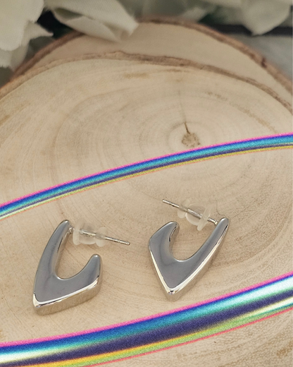 Modern Geometric Silver Stud Earrings
