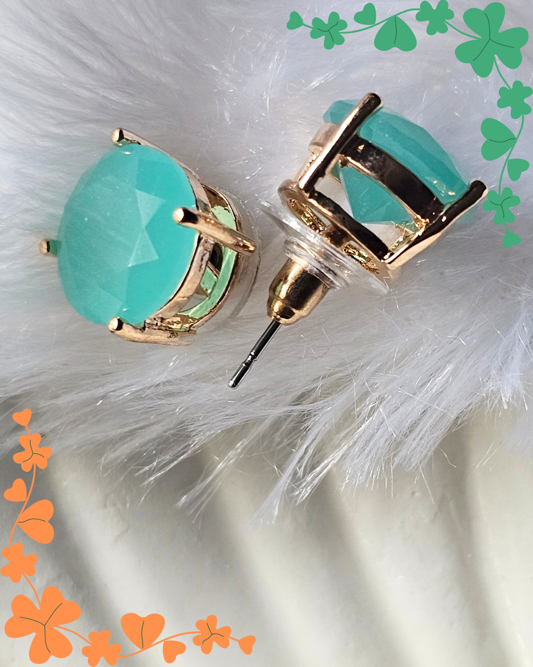 Mint Green Faceted Stud Earrings