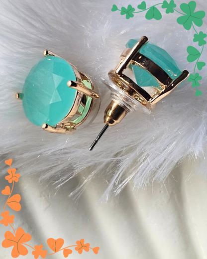 Mint Green Faceted Stud Earrings