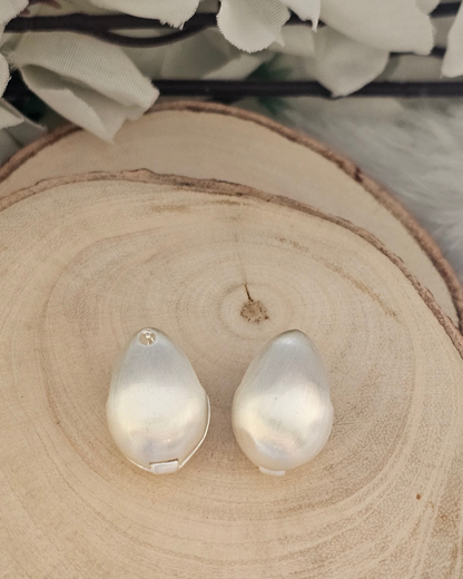 Matte Silver Organic Teardrop Earrings