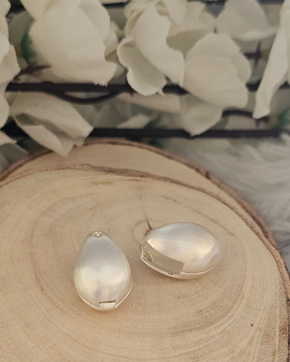 Matte Silver Organic Teardrop Earrings