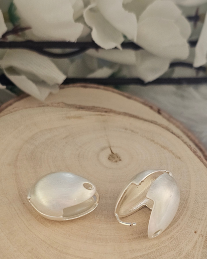 Matte Silver Organic Teardrop Earrings