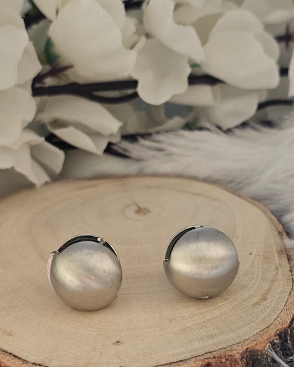 Matte Silver Dome Earrings