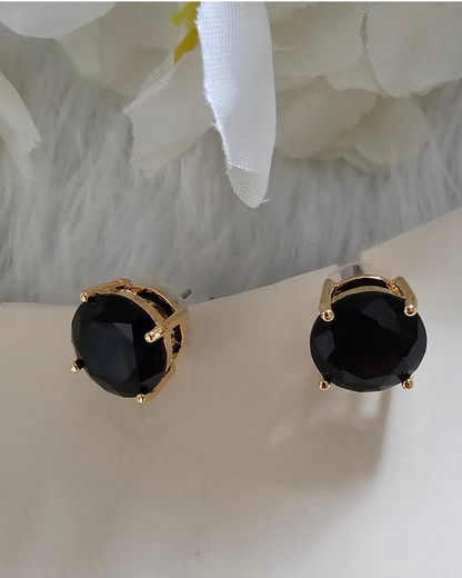 Black Gemstone Stud Earrings