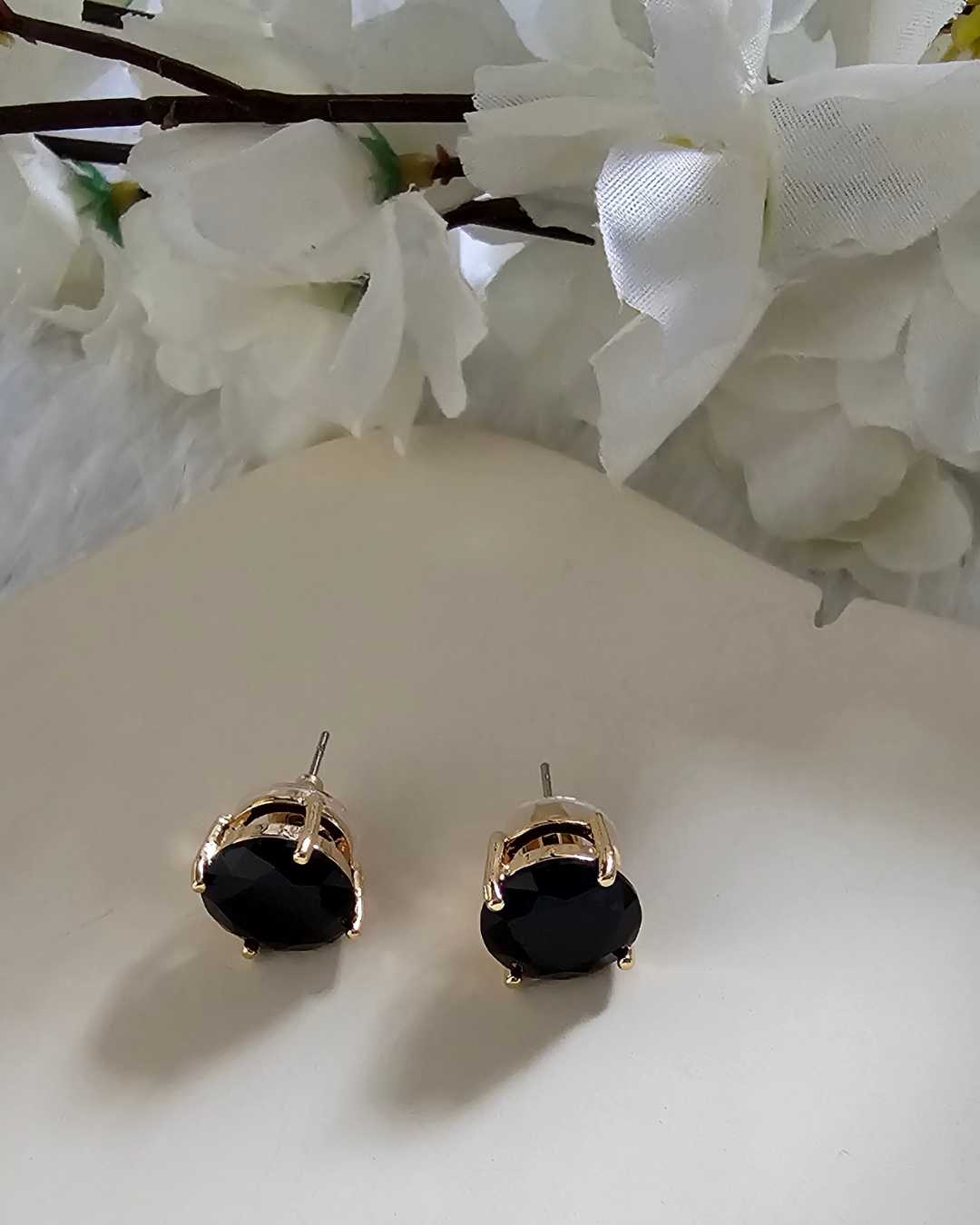 Black Gemstone Stud Earrings