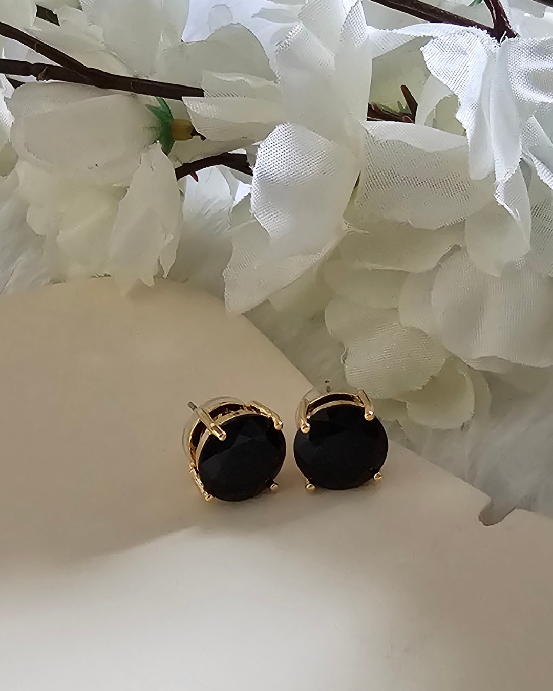 Black Gemstone Stud Earrings